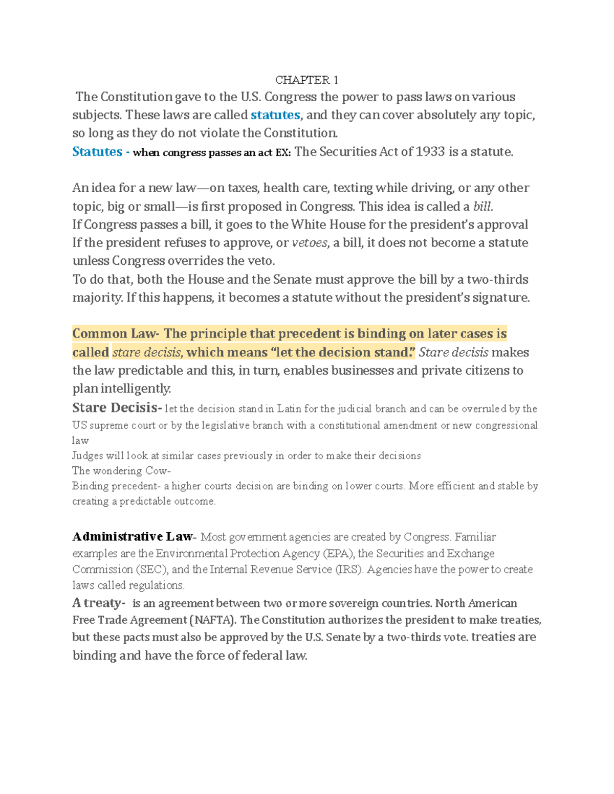 Legal enviormnet of Bus - CHAPTER 1 The Constitution gave to the U ...