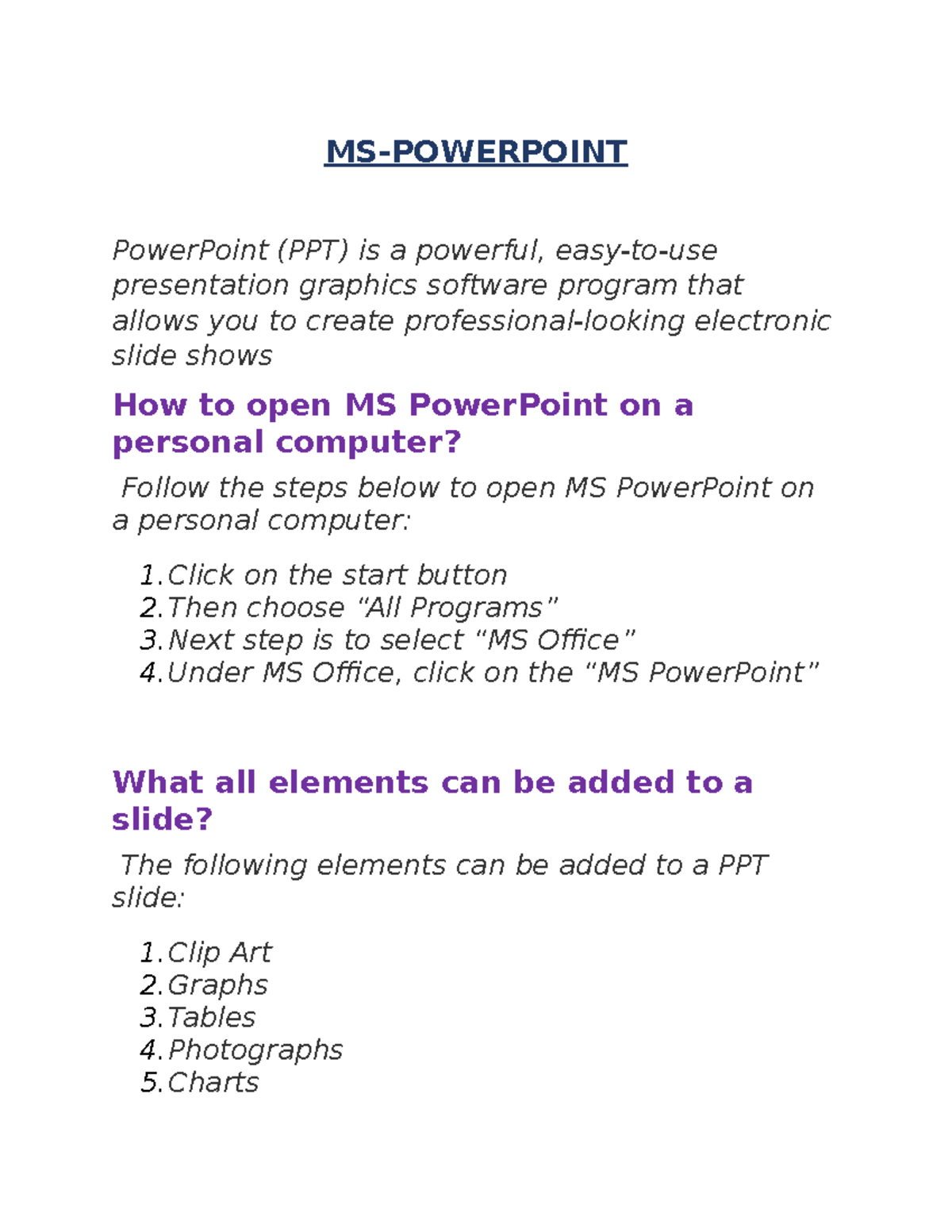 MS Powerpoint - HOT TO USE MS POWER POINT - MS-POWERPOINT PowerPoint ...