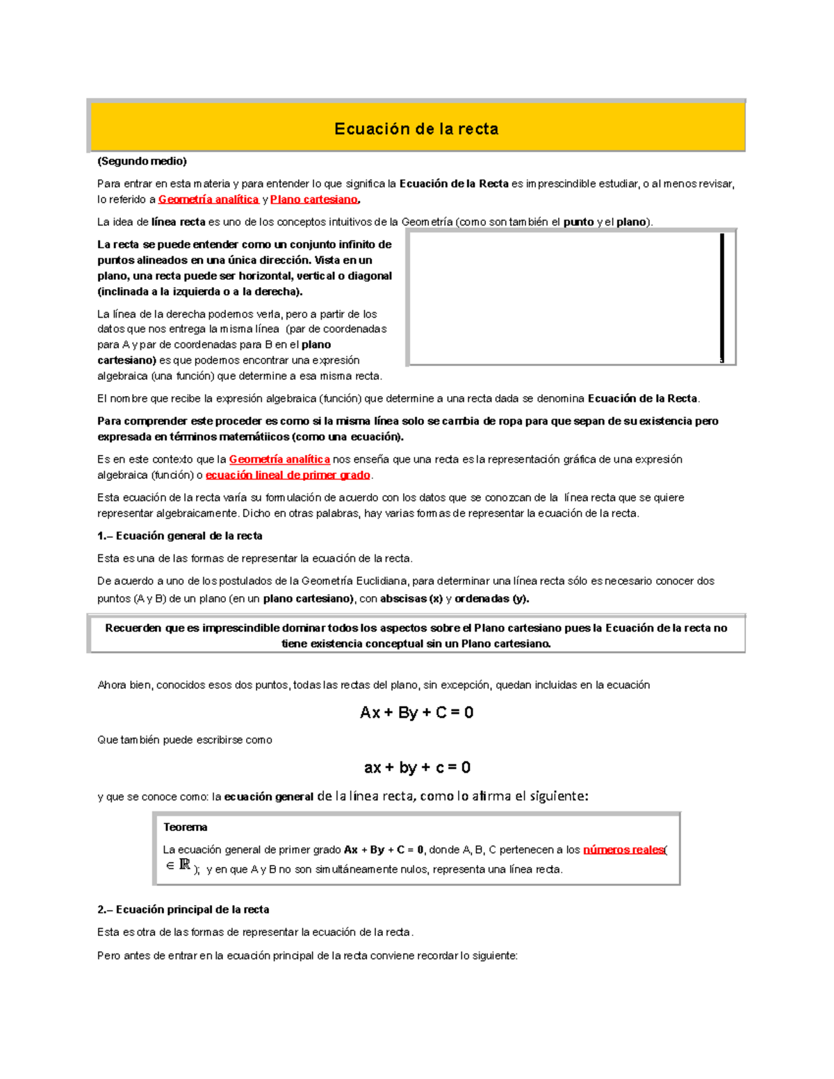 Ecuación de la recta - Tarea de Matemática 014 - Ecuación de la recta ...