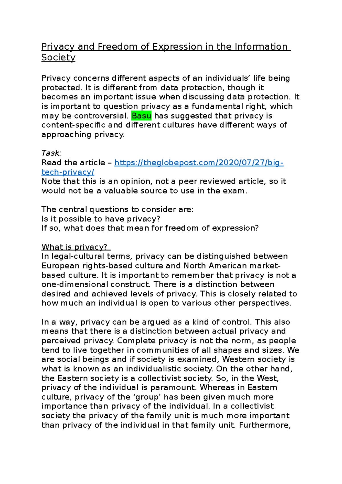 Privacy and Freedom of Expression in the Information Society - Privacy ...