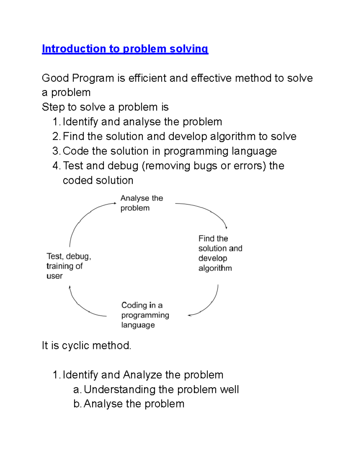 Introduction to problem solving - Identify and analyse the problem 2 ...
