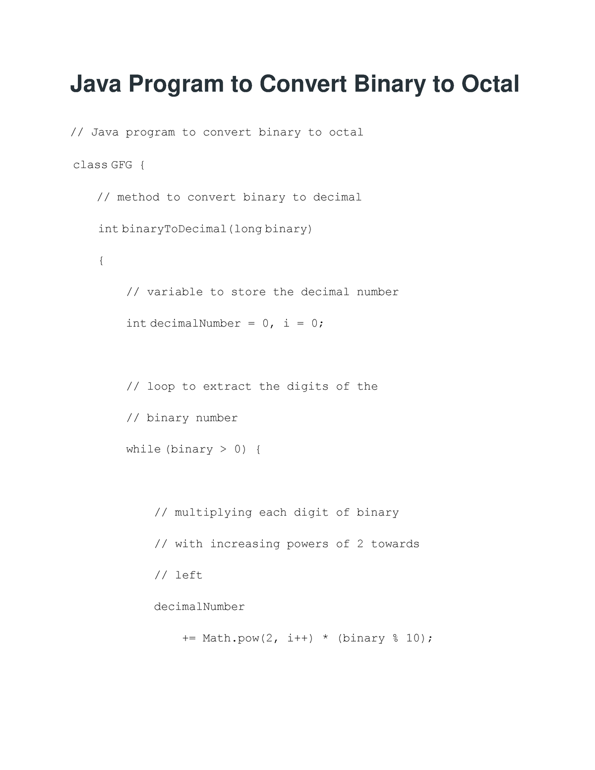 java-program-to-convert-binary-to-octal-out-octal-number-ob-100100