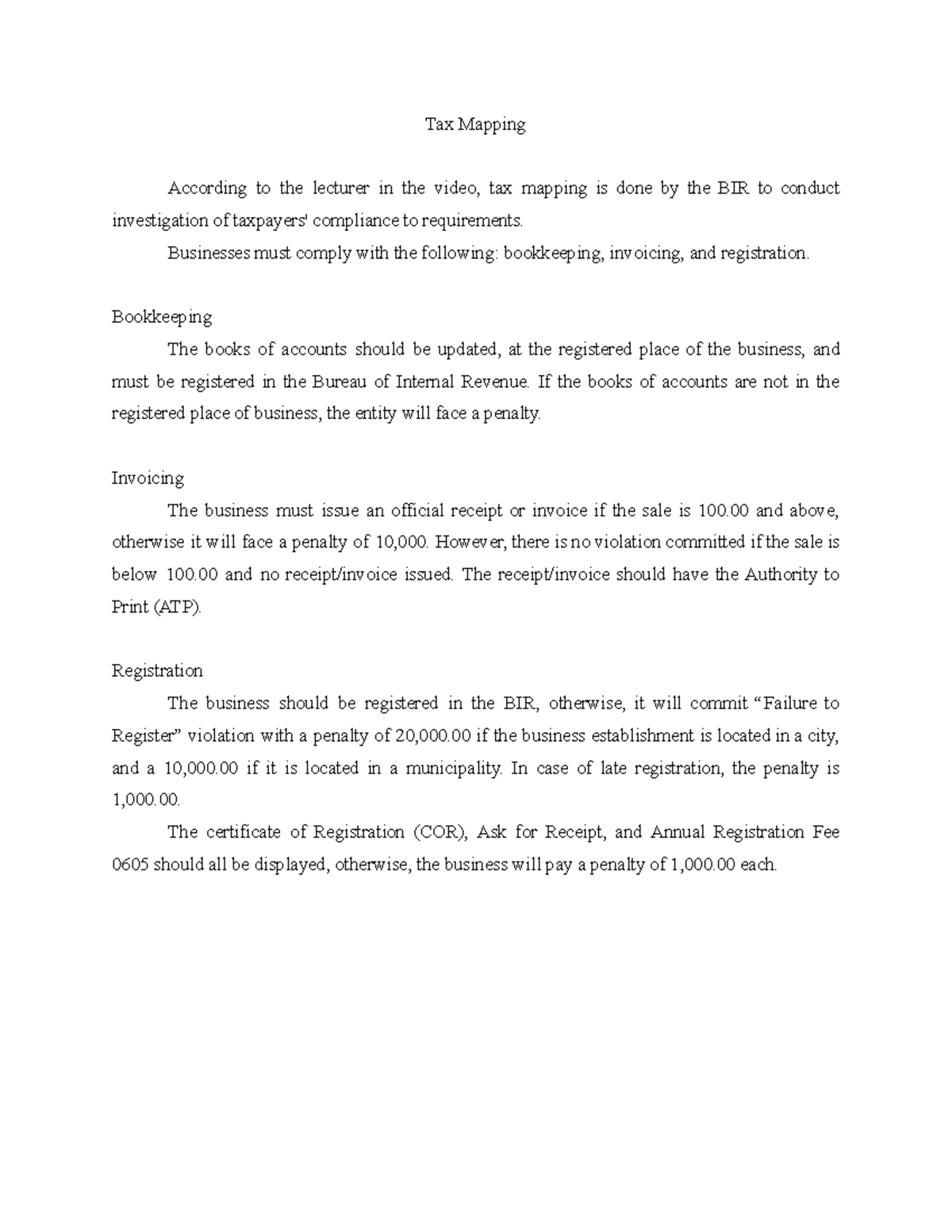 Tax Mapping Lecture notes 1 Business Administration Studocu