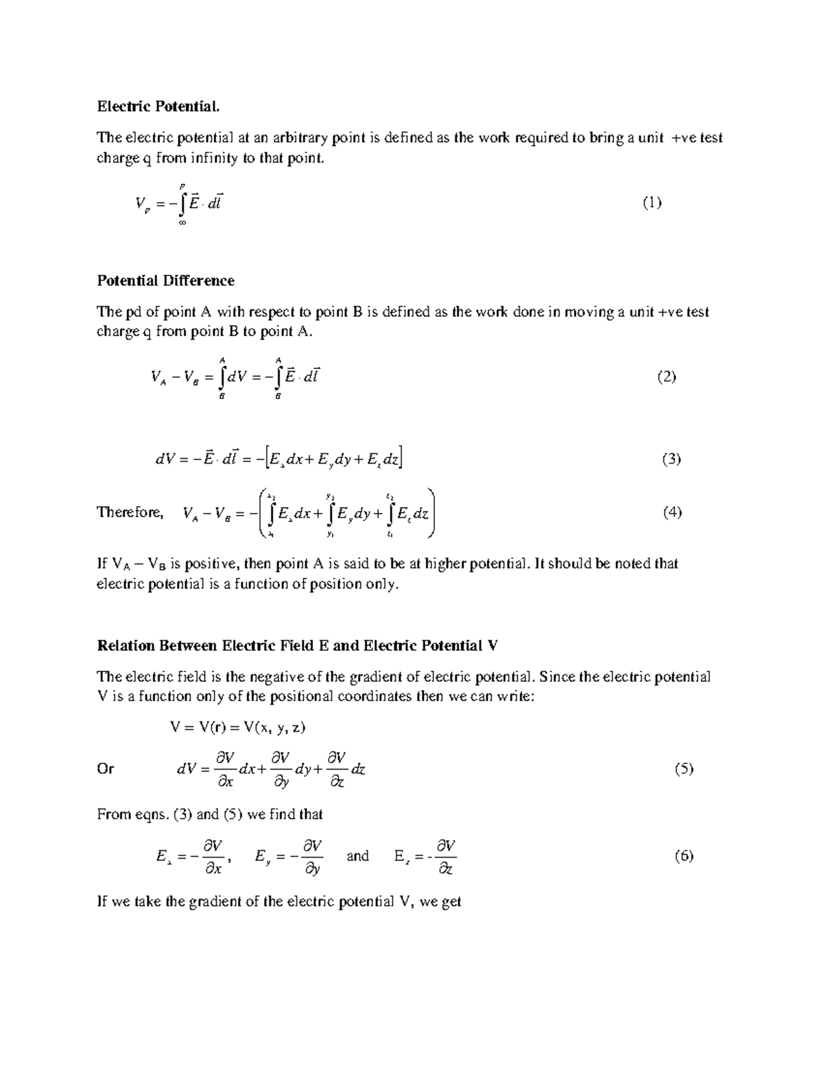 The Poisson and Laplace Equations - Electric Potential. The electric ...