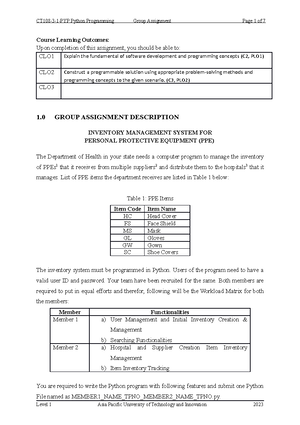 Programming with Python assignment - GROUP ASSIGNMENT TECHNOLOGY PARK ...