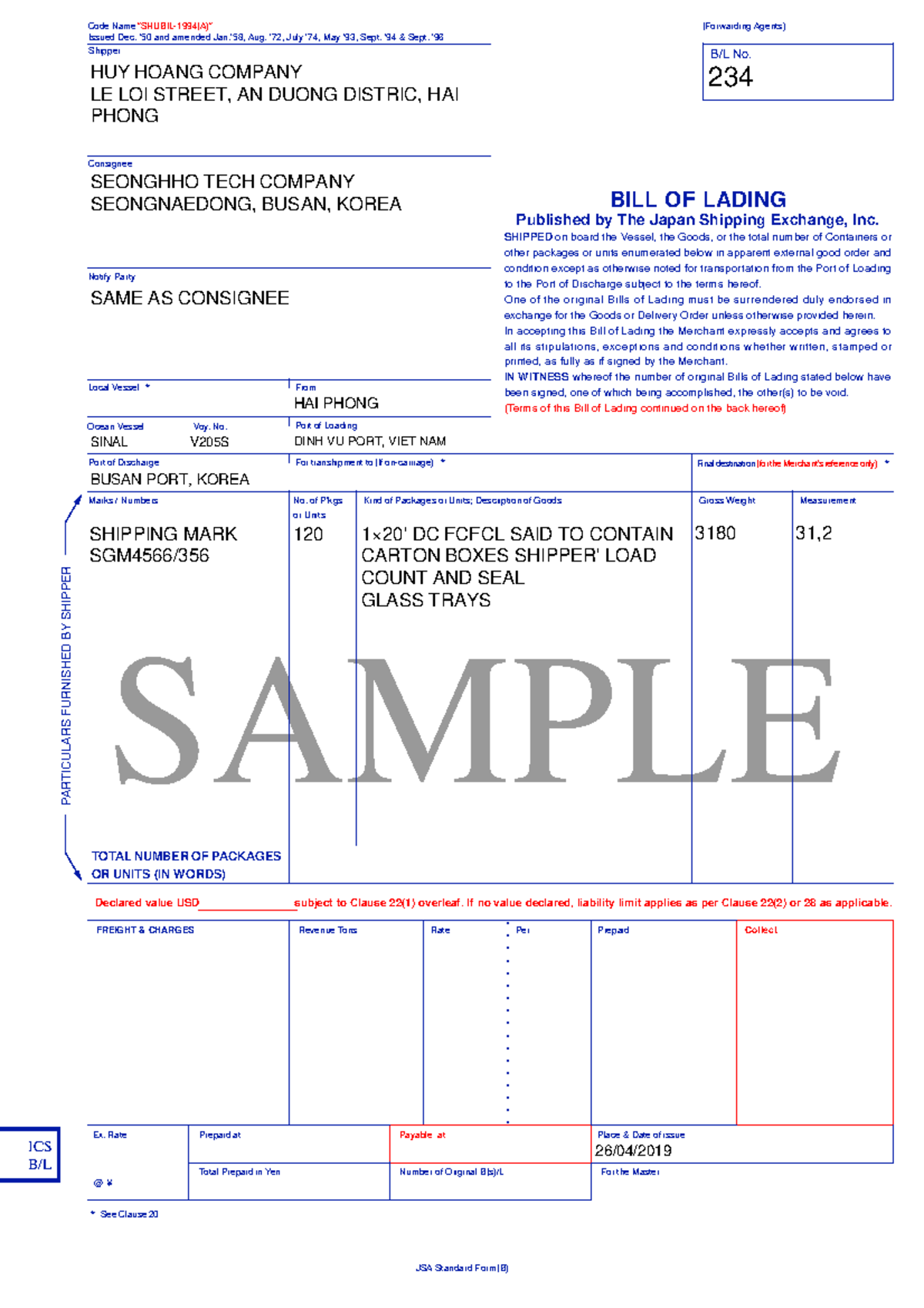 Hapag Export Rail Billing - d6jjy07