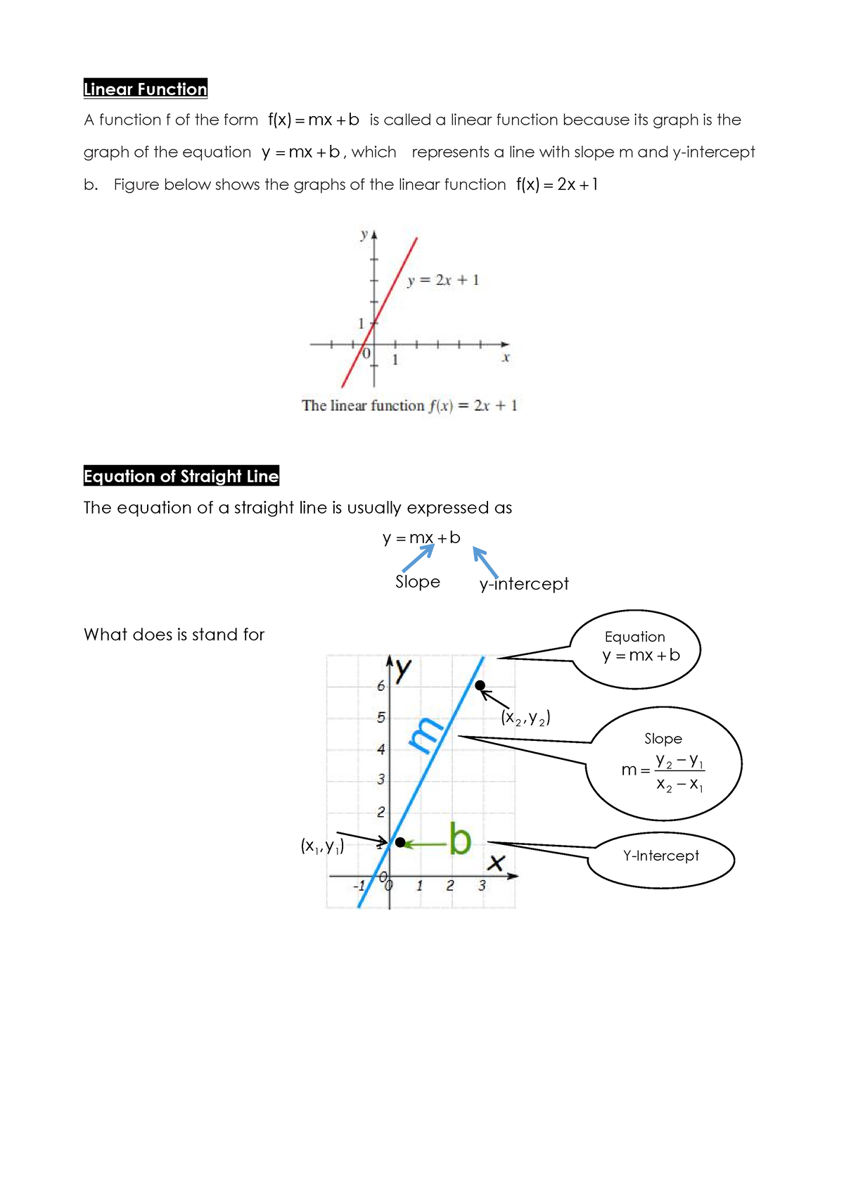 2.2 Graph Linear Function - Linear Function A Function F Of The Form F( X) Mx B Is Called A ...