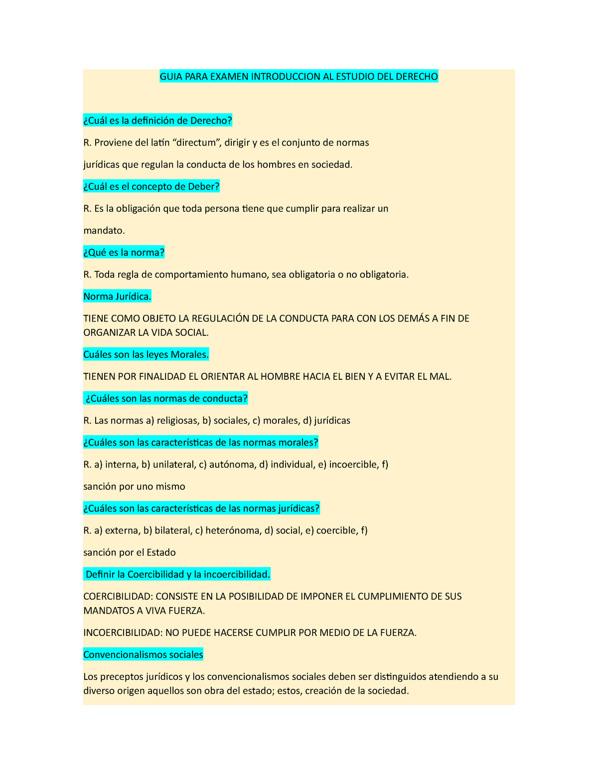 Guia Para Examen Introduccion Al Estudio Del Derecho Guia Para Examen Introduccion Al Estudio