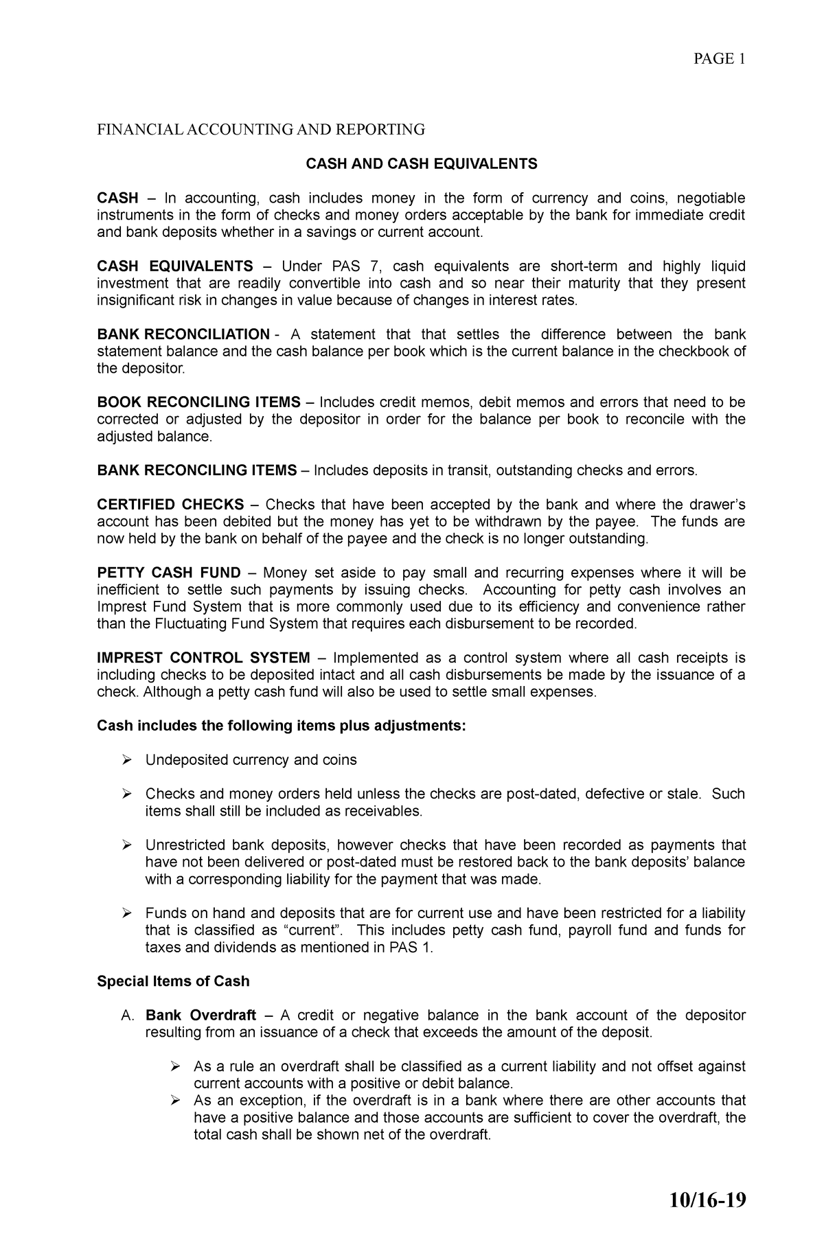 CASH AND CASH Equivalents PAGE 1 FINANCIAL ACCOUNTING AND REPORTING   Thumb 1200 1835 