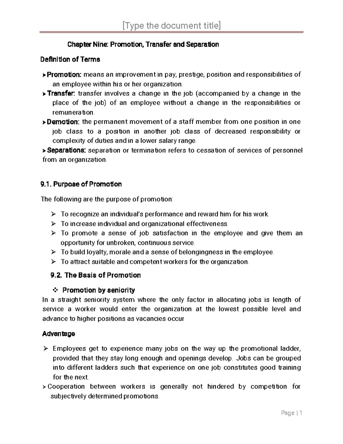 Human recources management - ChapterNine:Promotion ...