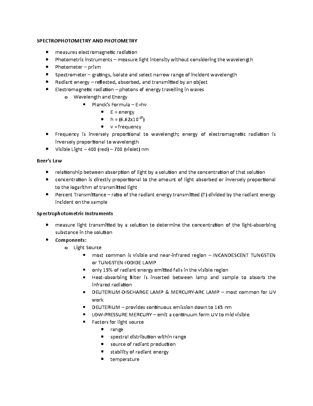 CC - Spectrophotometry AND Photometry - SPECTROPHOTOMETRY AND ...
