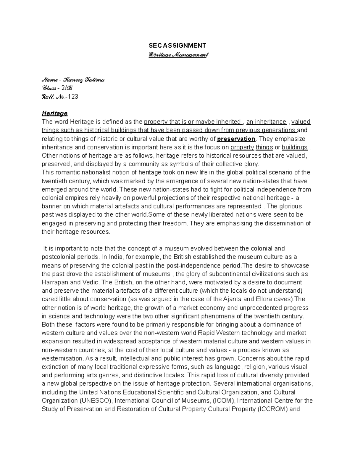 SEC Assignment - SEC ASSIGNMENT ℋℯ𝓇𝒾𝓉𝒶ℊℯ ℳ𝒶𝓃𝒶ℊℯ𝓂ℯ𝓃𝓉 𝒩𝒶𝓂ℯ - 𝒦𝒶𝓃ℯℯ𝓏 ...