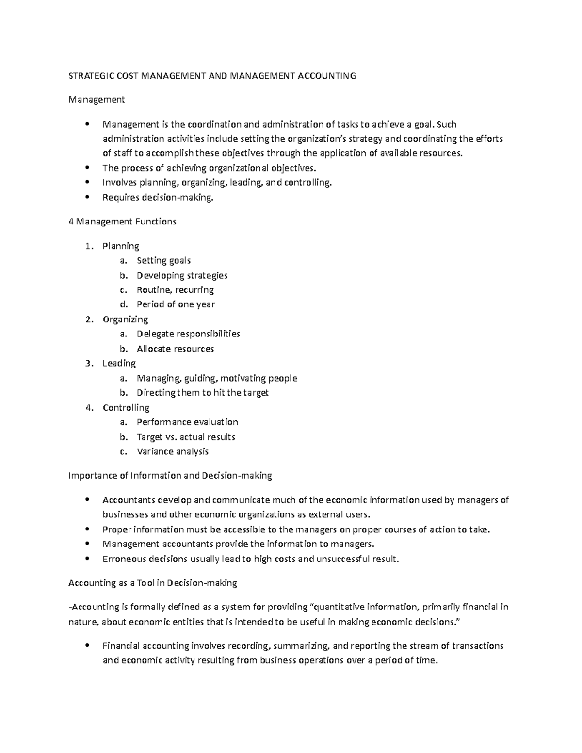 Strategic COST Management AND Management Accounting - STRATEGIC COST ...