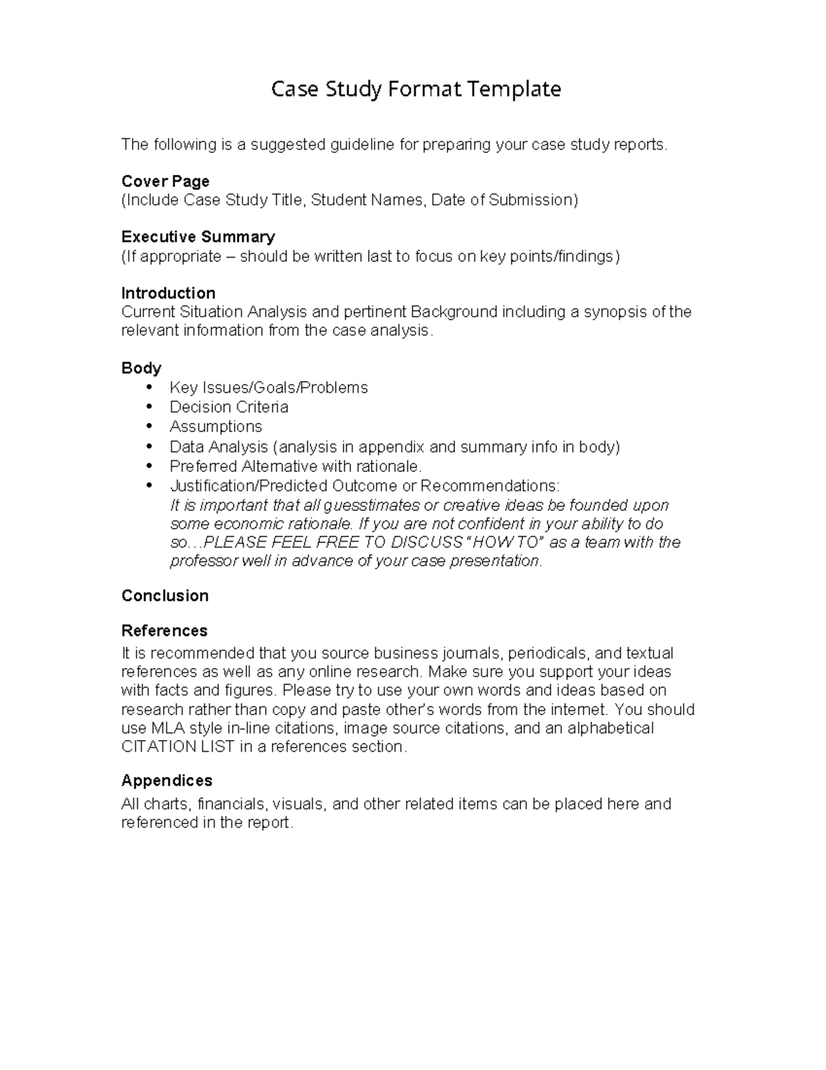 case study format templates