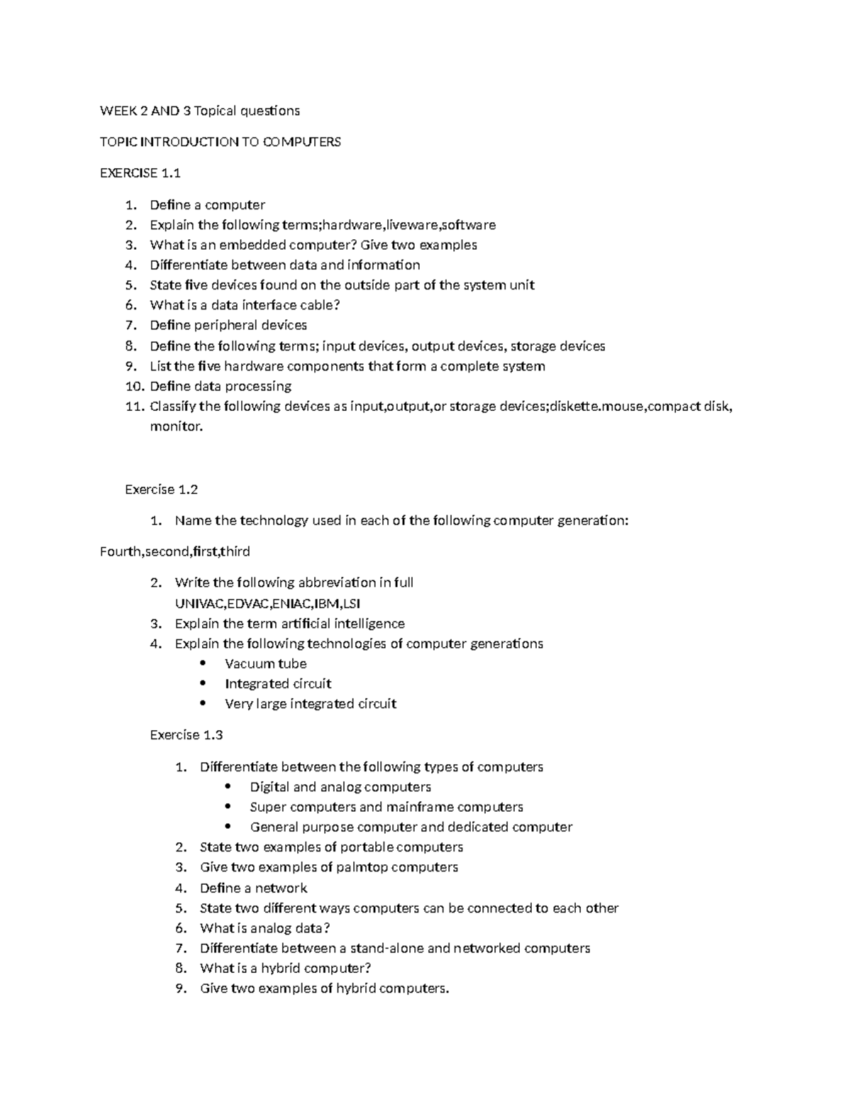 WEEK 2 AND 3 Topical questions - WEEK 2 AND 3 Topical questions TOPIC ...