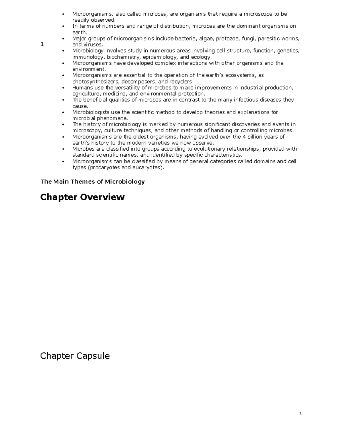 1 The Main Themes Of Microbiology 1 The Main Themes Of Microbiology Chapter Overview Chapter