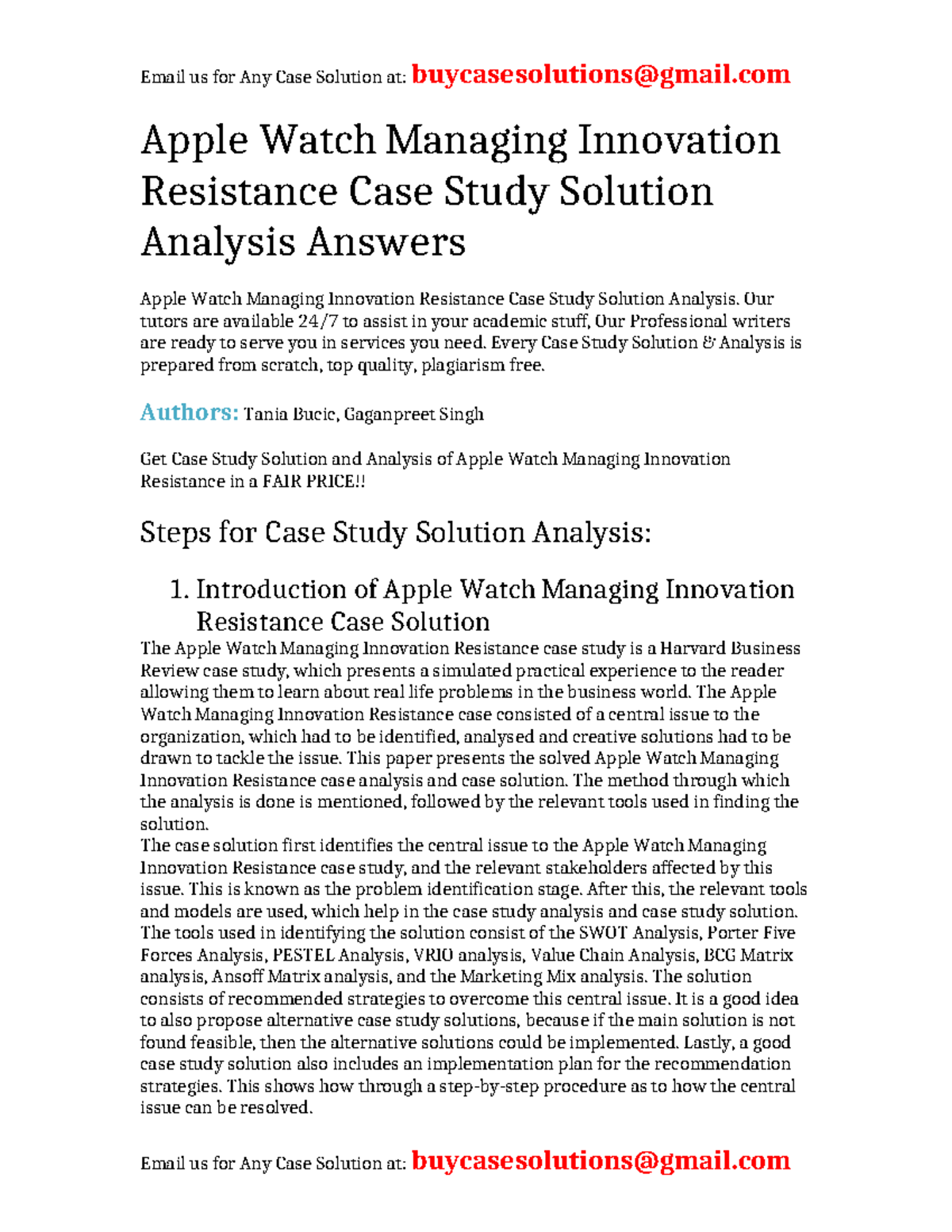 apple watch managing innovation resistance case study solution