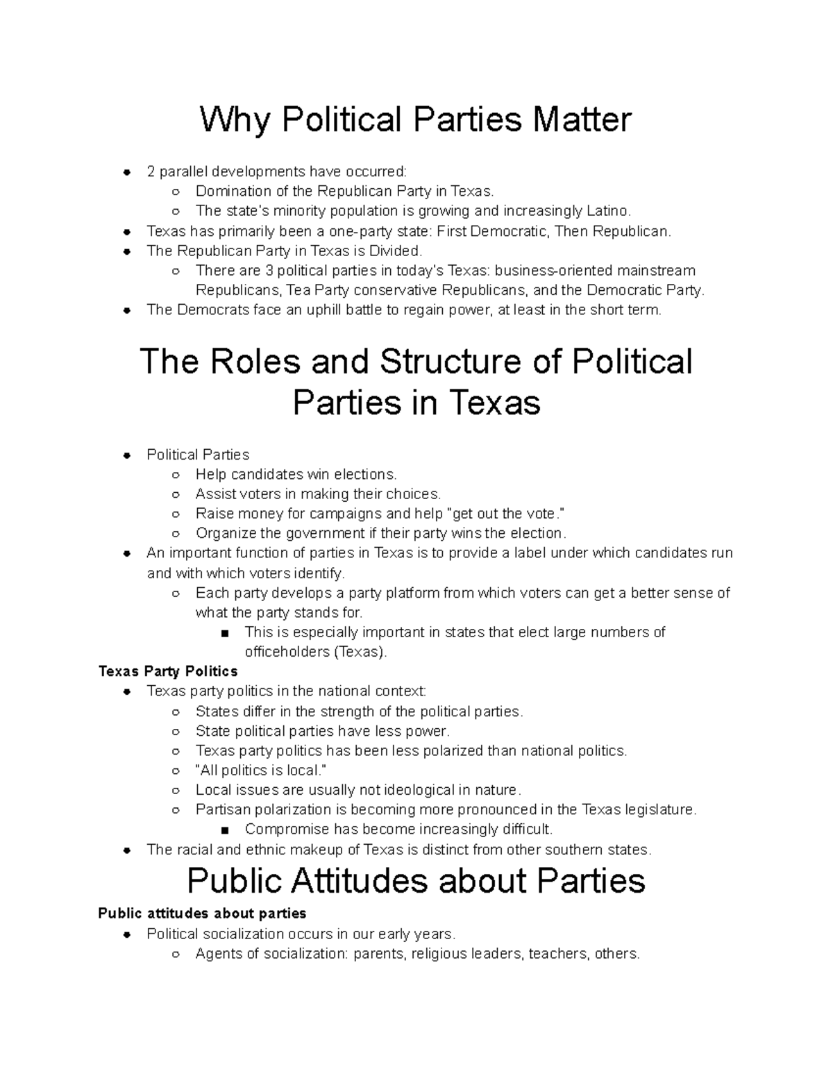 Ch. 4 Notes - Why Political Parties Matter 2 parallel developments have ...