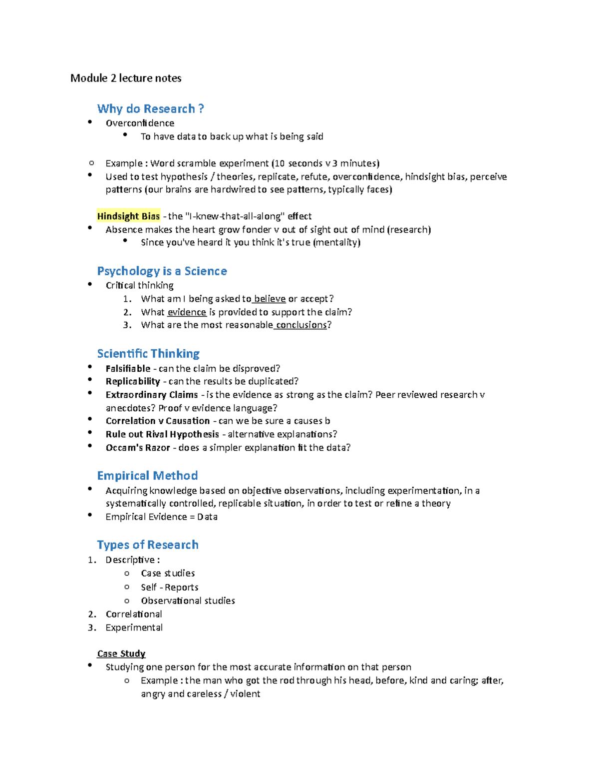 Module 2 lecture notes - Module 2 lecture notes Why do Research ...