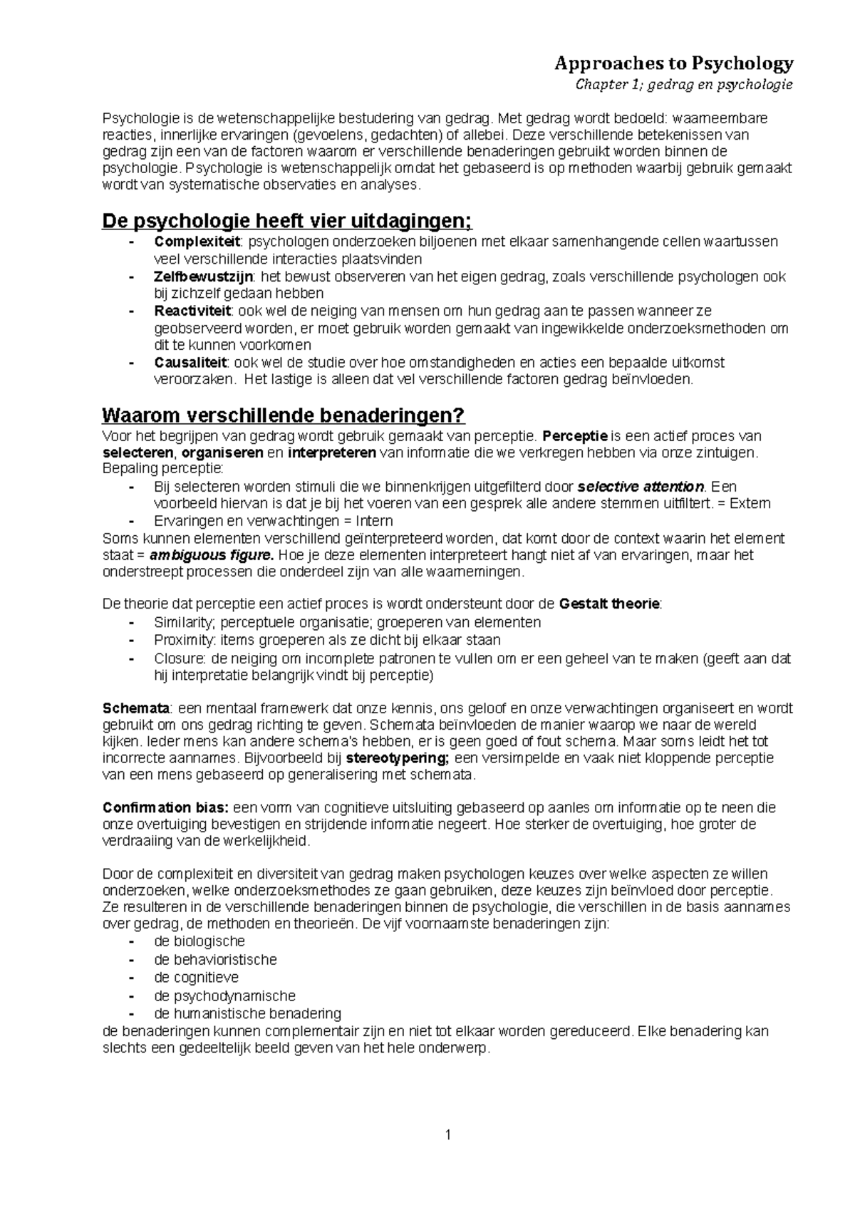 Samenvatting Approaches To Psychology - Approaches To Psychology ...