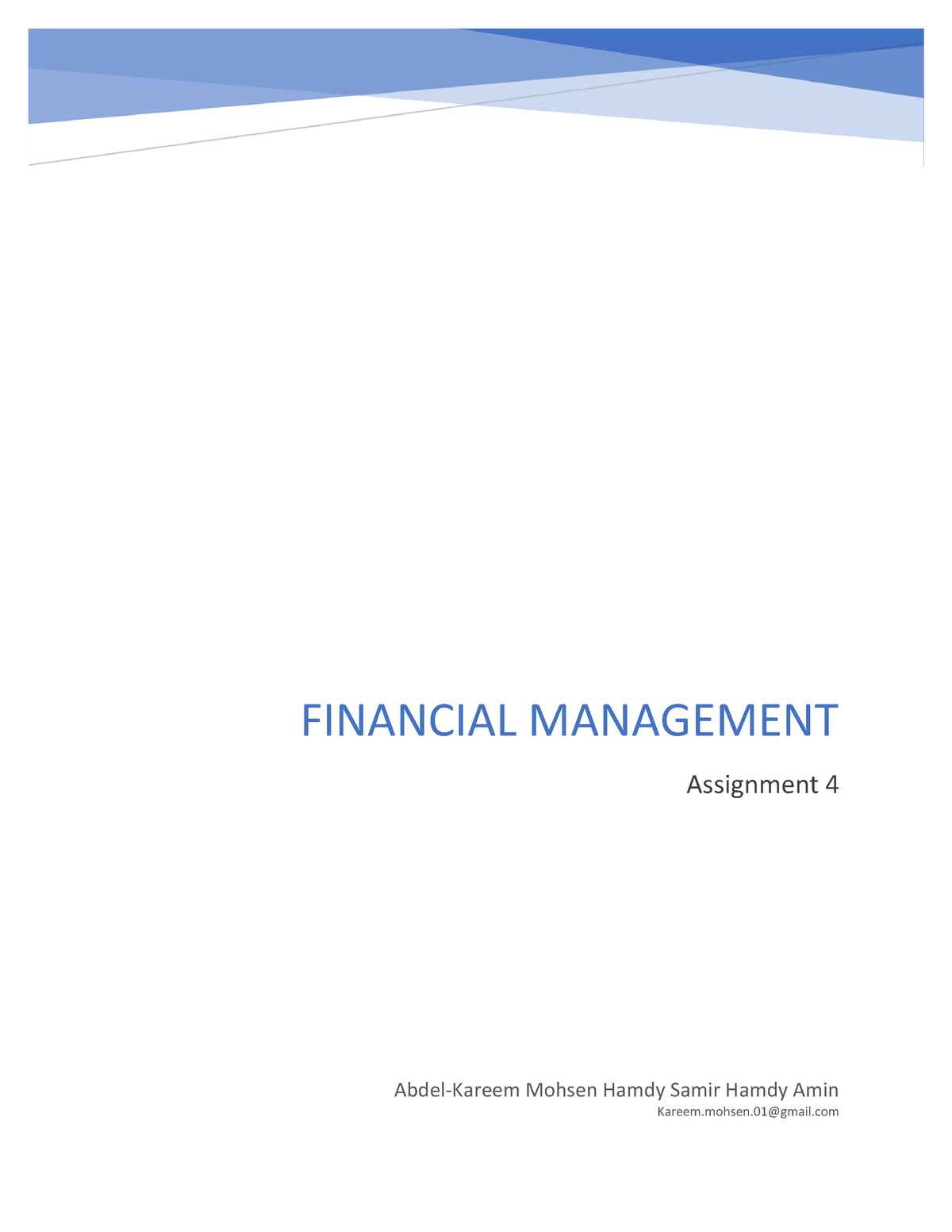 assignment of financial management