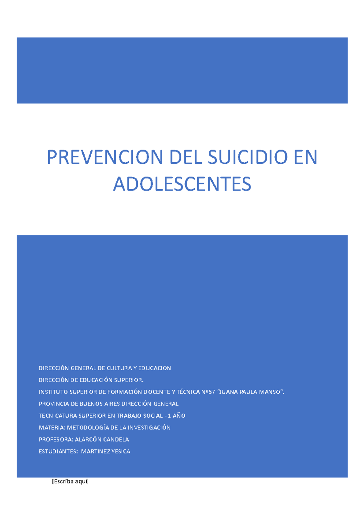 Prevencion del suicidio en adolescentes - DIRECCIÓN GENERAL DE CULTURA ...
