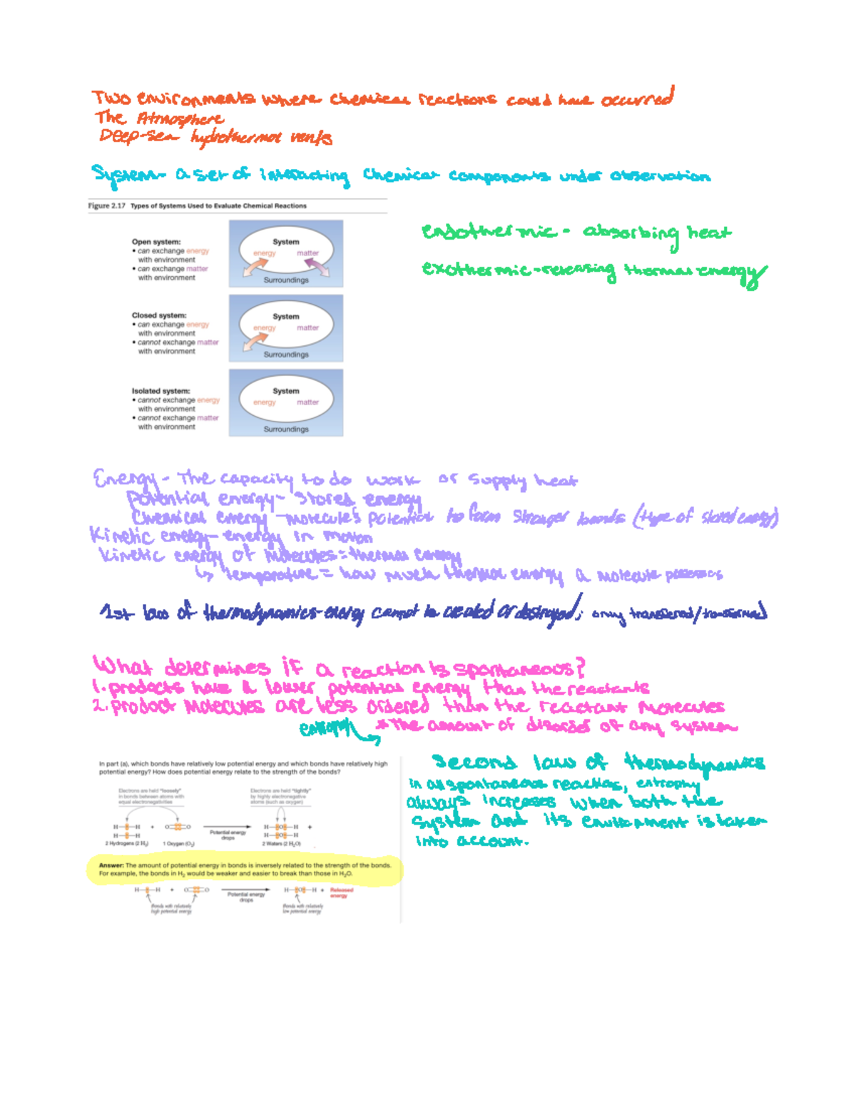 2.3 chemical reactions, energy and chemical evolution - BIO 161 - Studocu