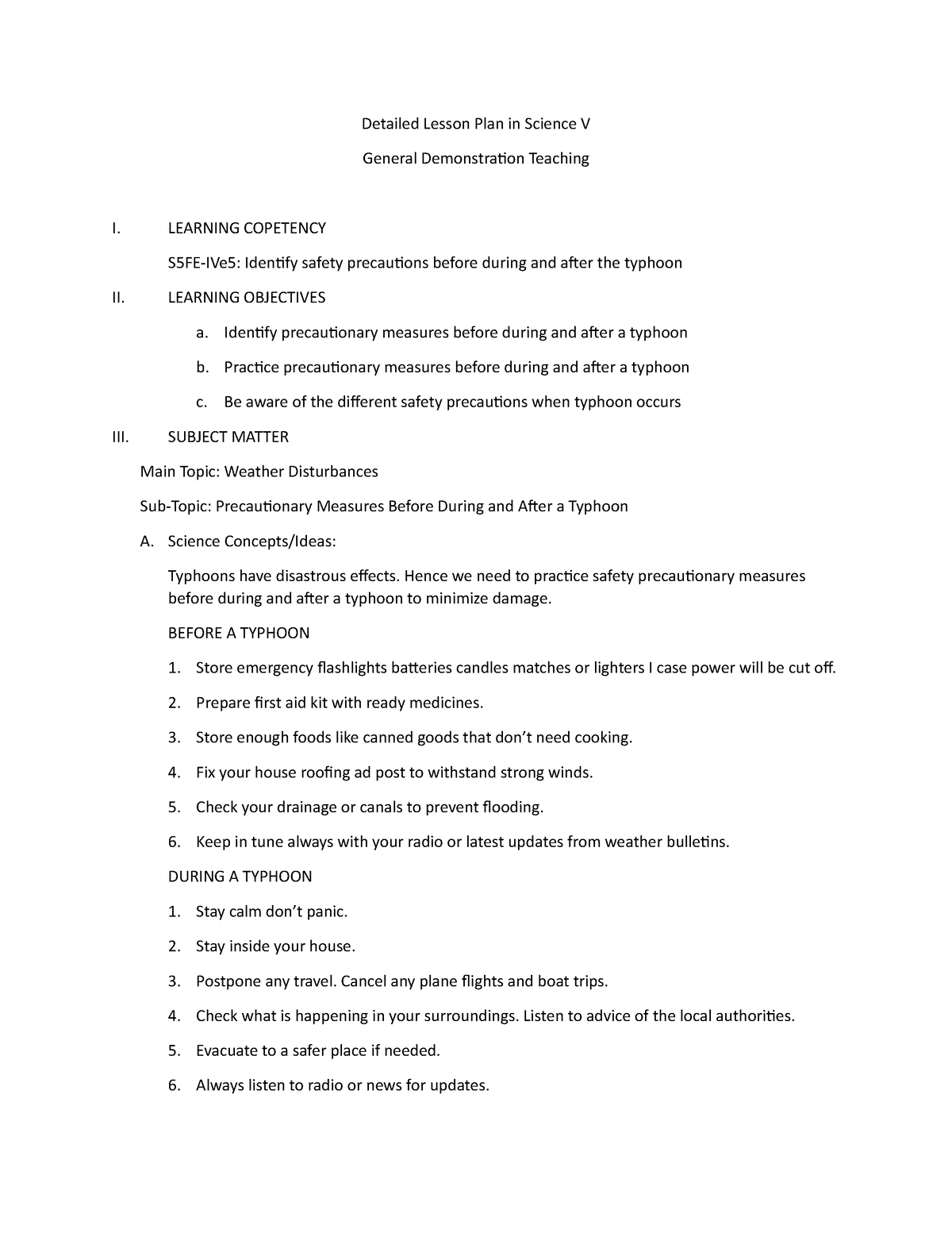 Detailed Lesson Plan in Science V - Detailed Lesson Plan in Science V ...