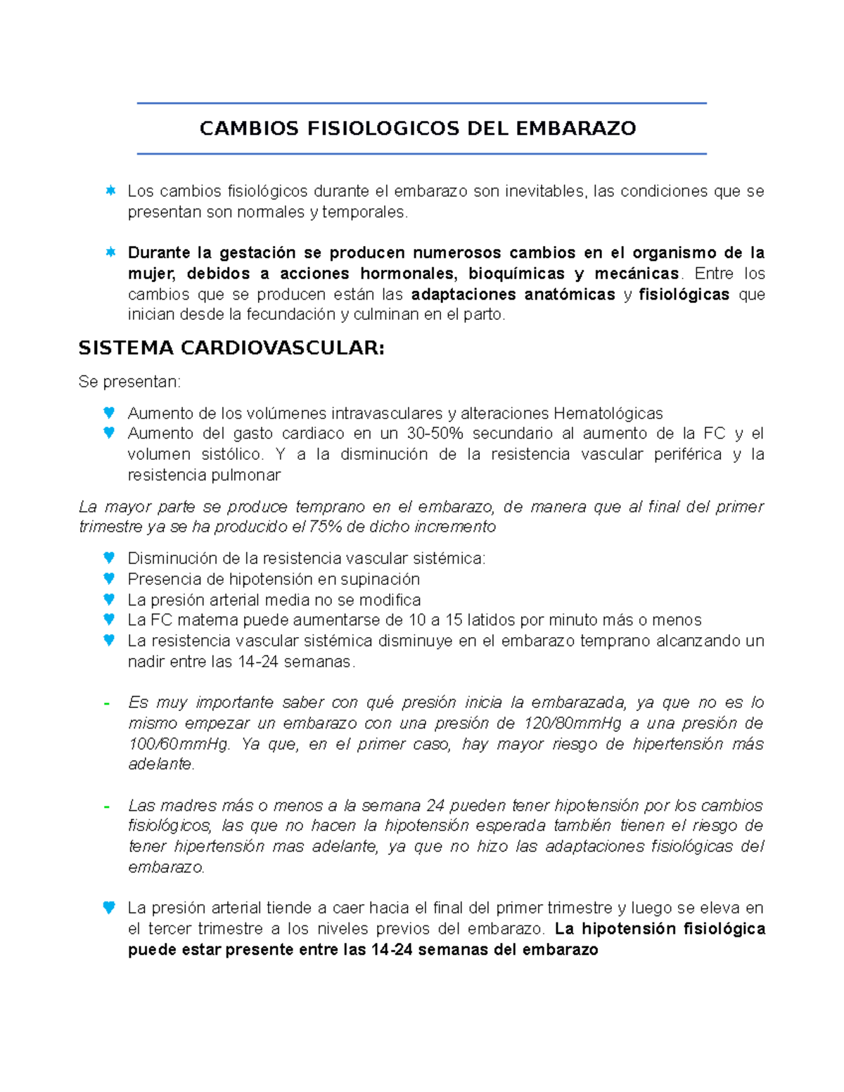 Cambios Fisiologicos Del Embarazo Cambios Fisiologicos Del Embarazo