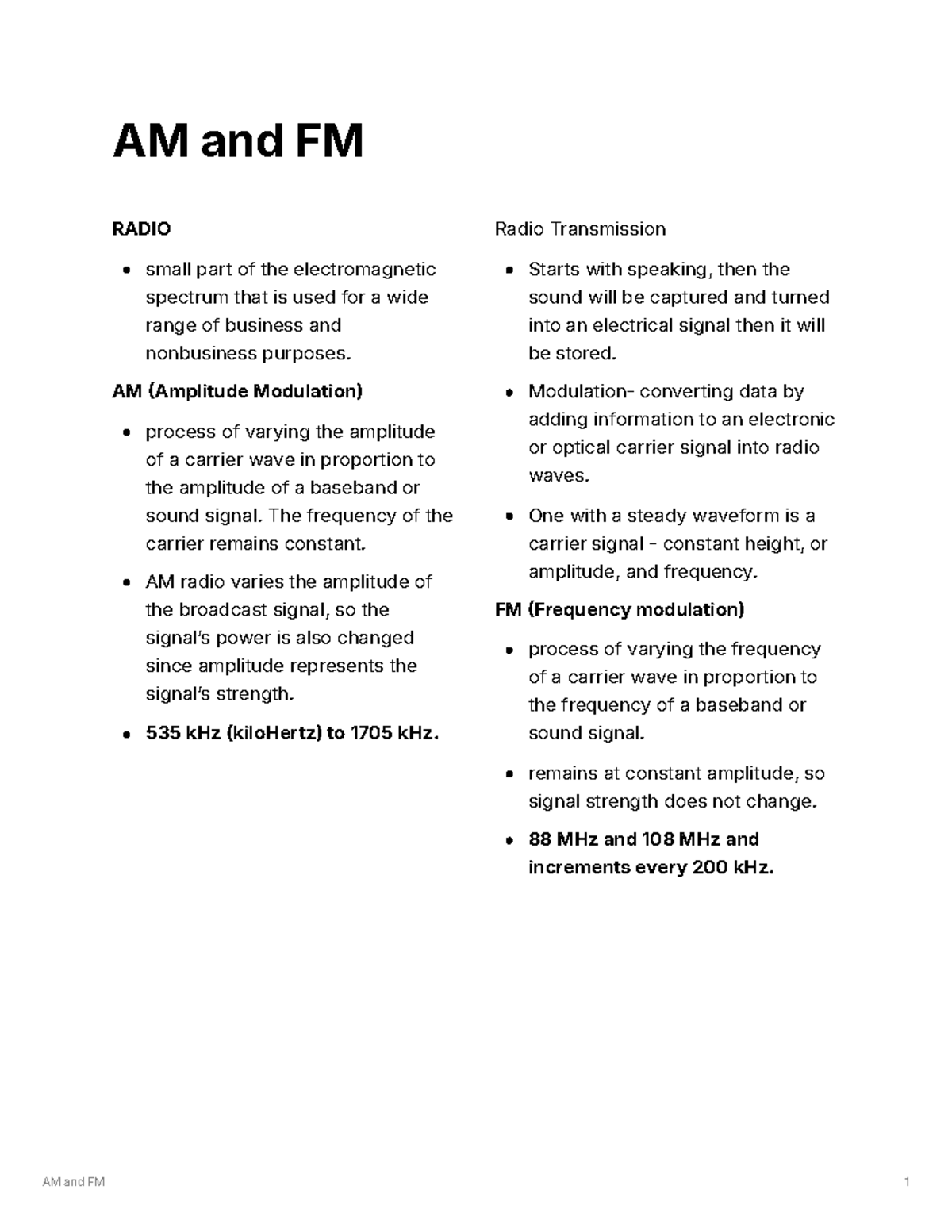 Grade 10 AM and FM - AM and FM 1 AM and FM RADIO small part of the ...