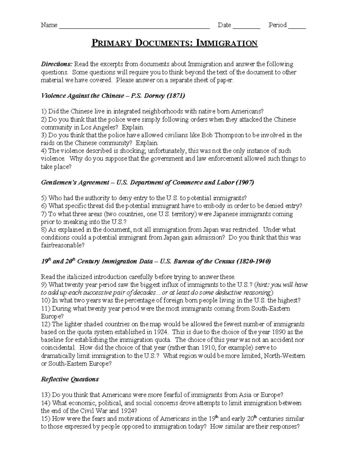 Primary Docs Immigration-1 - Name ...