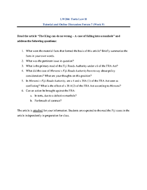 LW204 2024 - Tutorial Online Discussion Forum 8 (Week 10) - LW204 ...