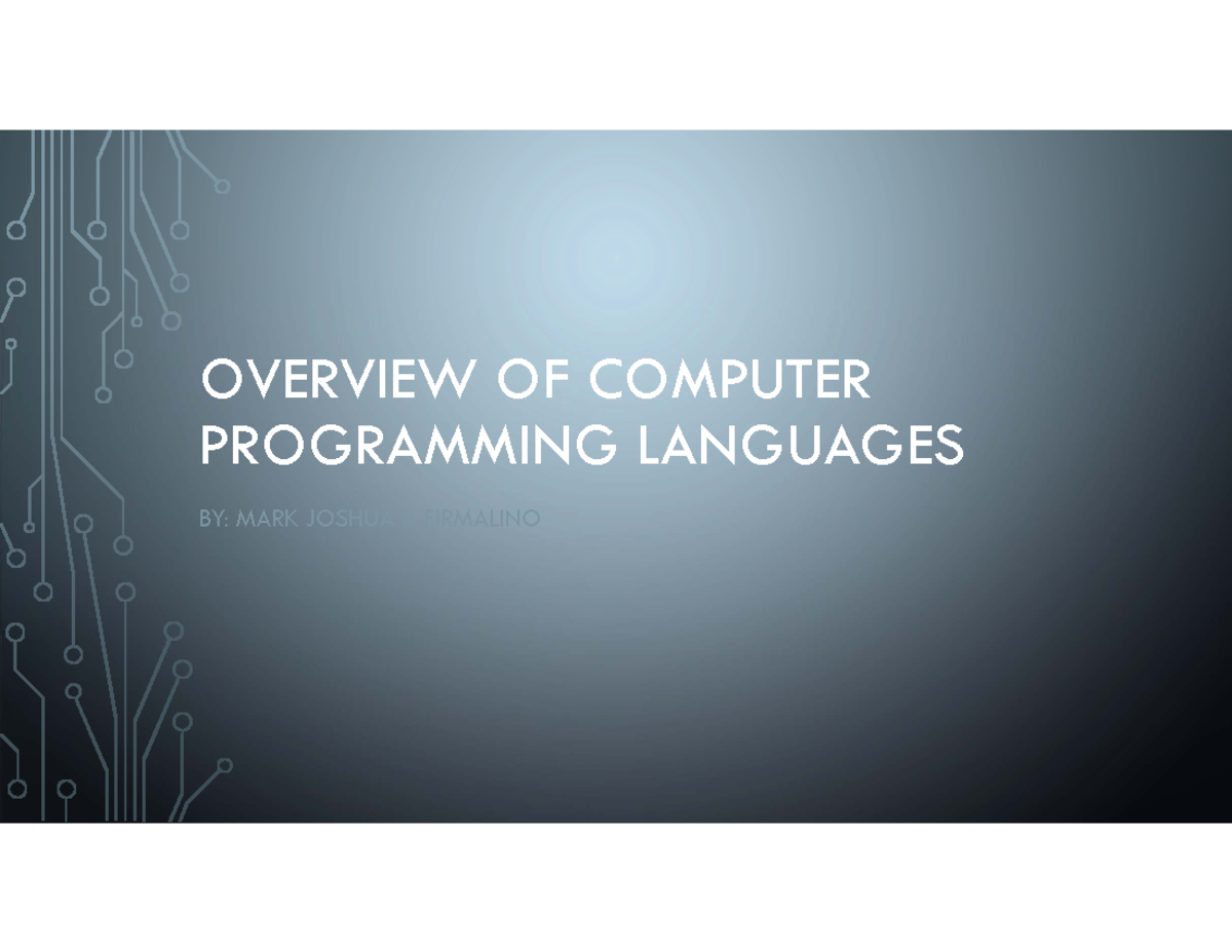 Overview of Computer Programming Languages - OVERVIEW OF ...