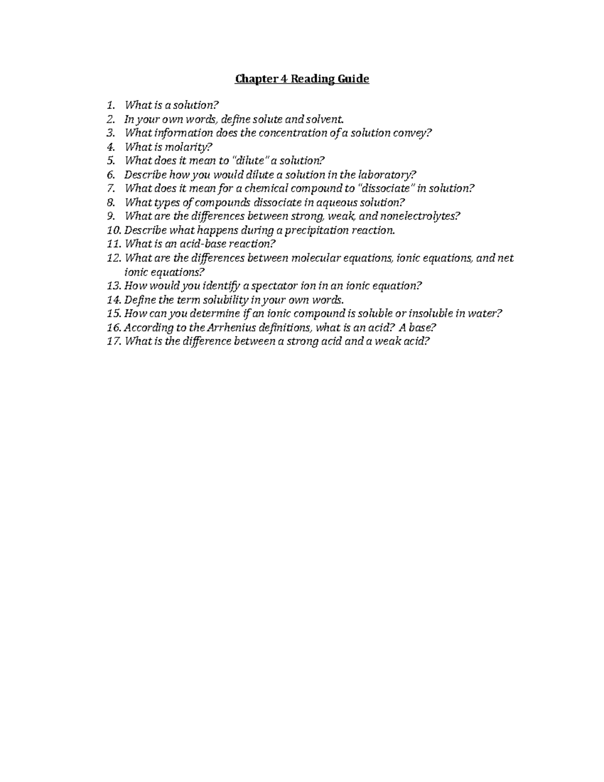 CHEM 1211K Chapter 04 Textbook Reading Guide, questions - Chapter 4 ...
