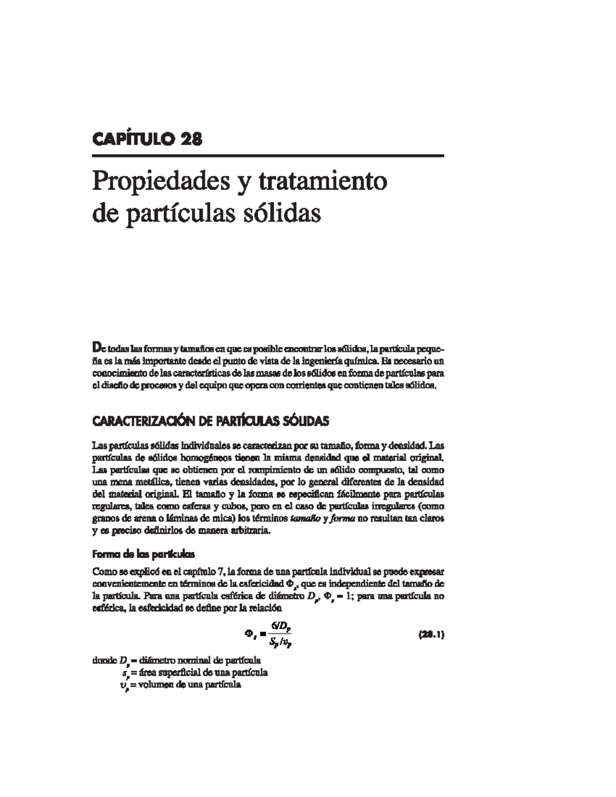 Propiedades y tratamientos de las partículas solidas - Operaciones ...