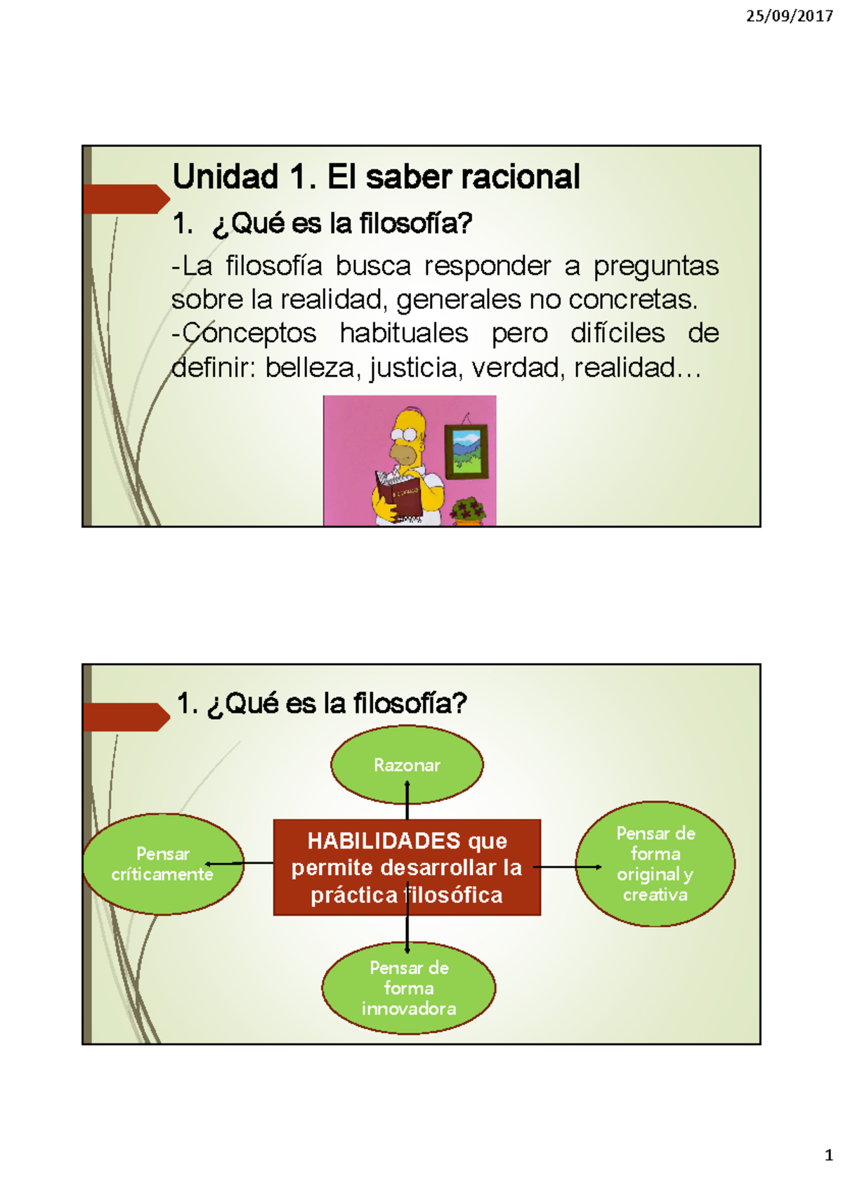 1FIL Ud 01 El saber racional Pantalla alumnos - Unidad 1. El saber ...