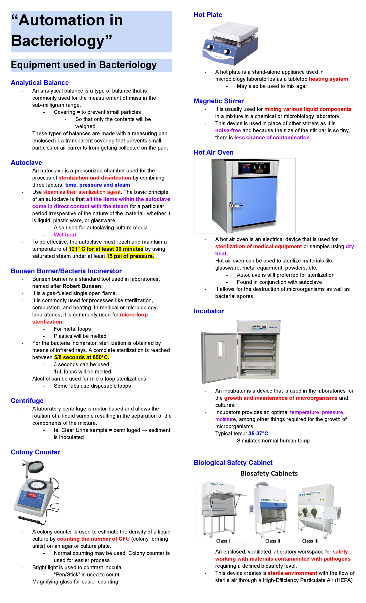 Bacte Lab Week 11 “Automation in Bacteriology” Equipment used in