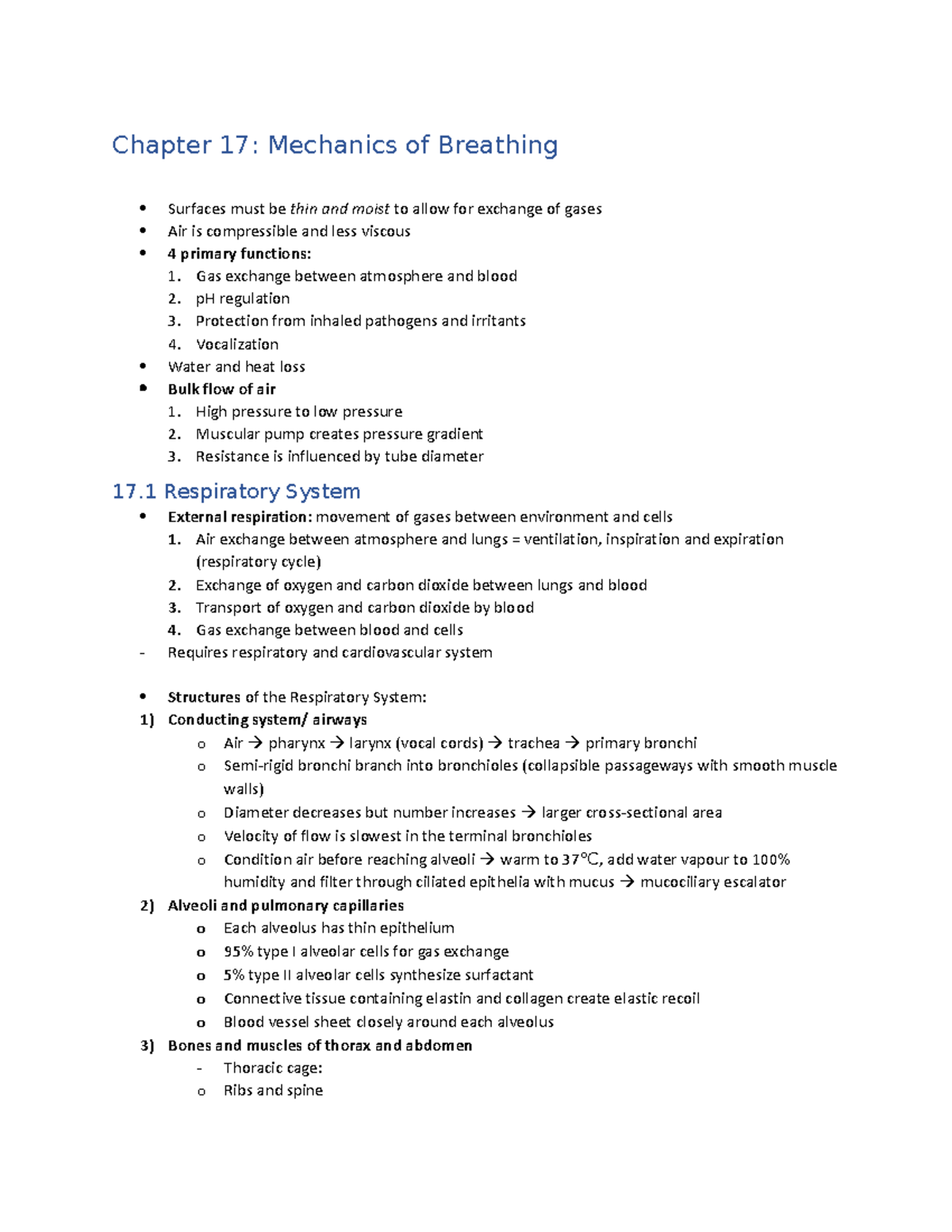 Chapter 17 - Asa - Chapter 17: Mechanics Of Breathing Surfaces Must Be ...