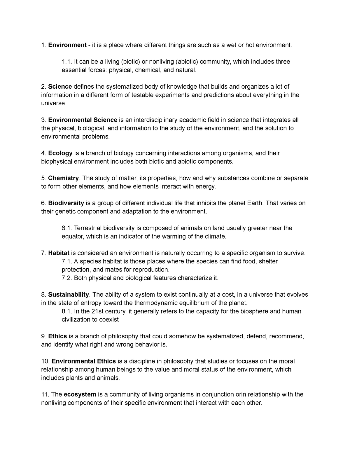 GE15 ULOa - Environmental Science - Environment - It Is A Place Where ...