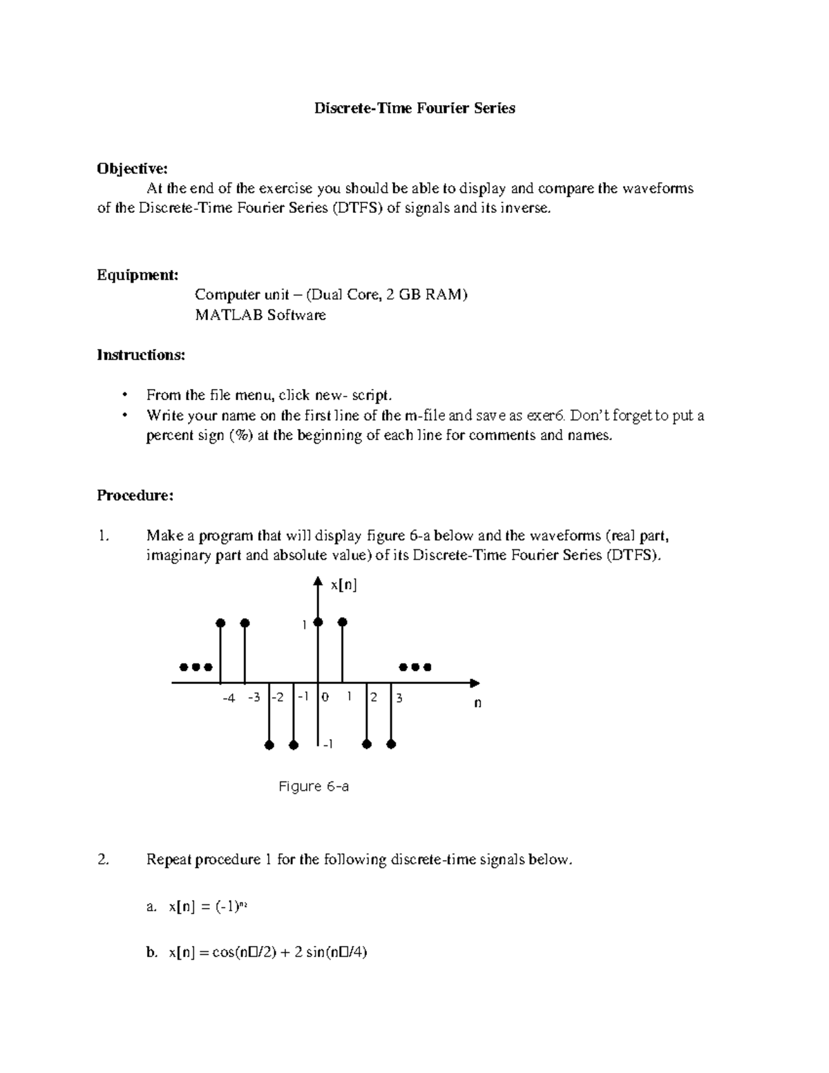 Digital Signal Processing Exercise 7 - Discrete-Time Fourier Series ...