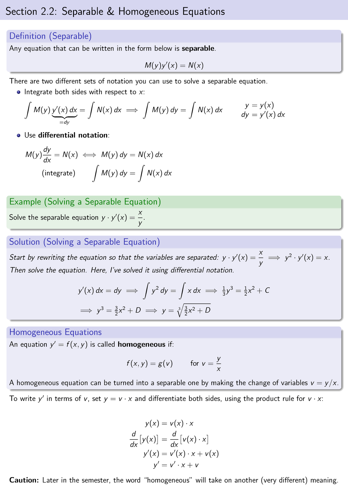 2 2 Seperable And Homogeneous Equations Studocu