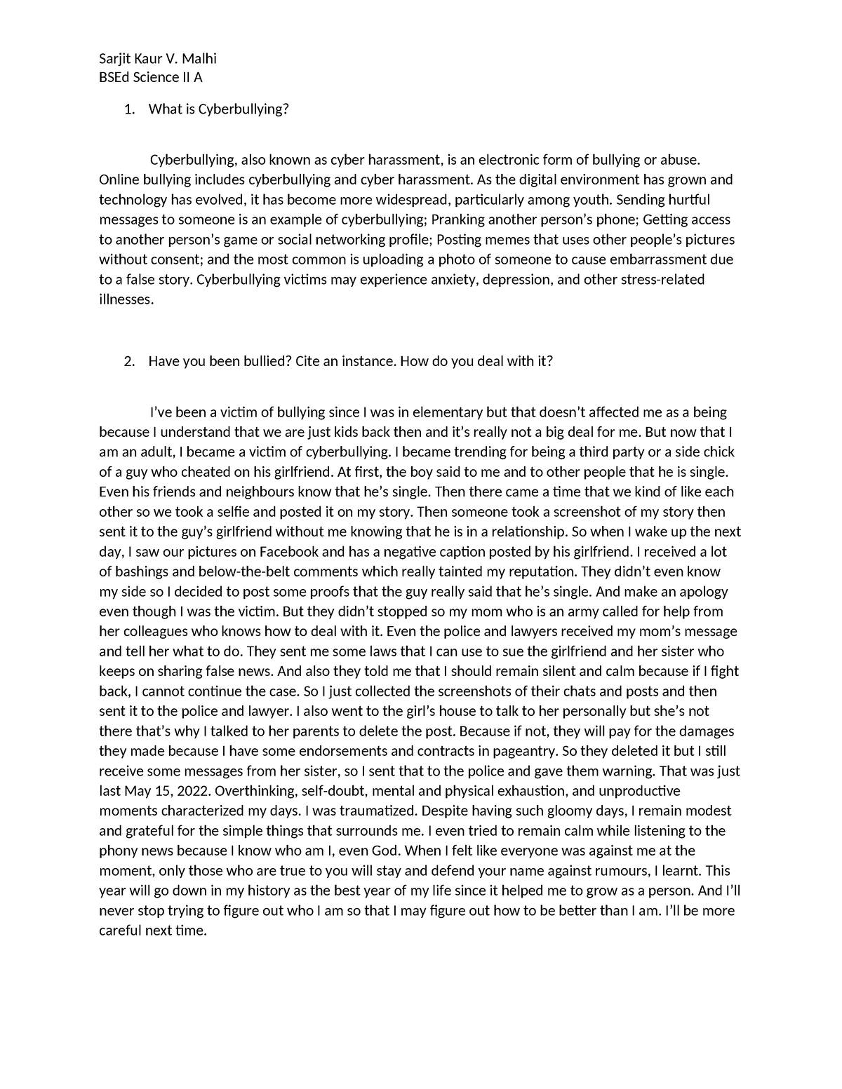 Cyberbullying - Essay about cyber bullying - Sarjit Kaur V. Malhi BSEd ...