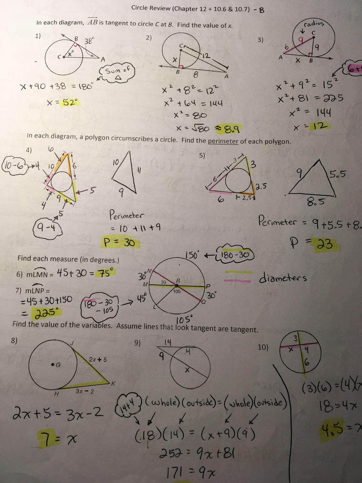 Answer Key - Circle Review B - Studocu