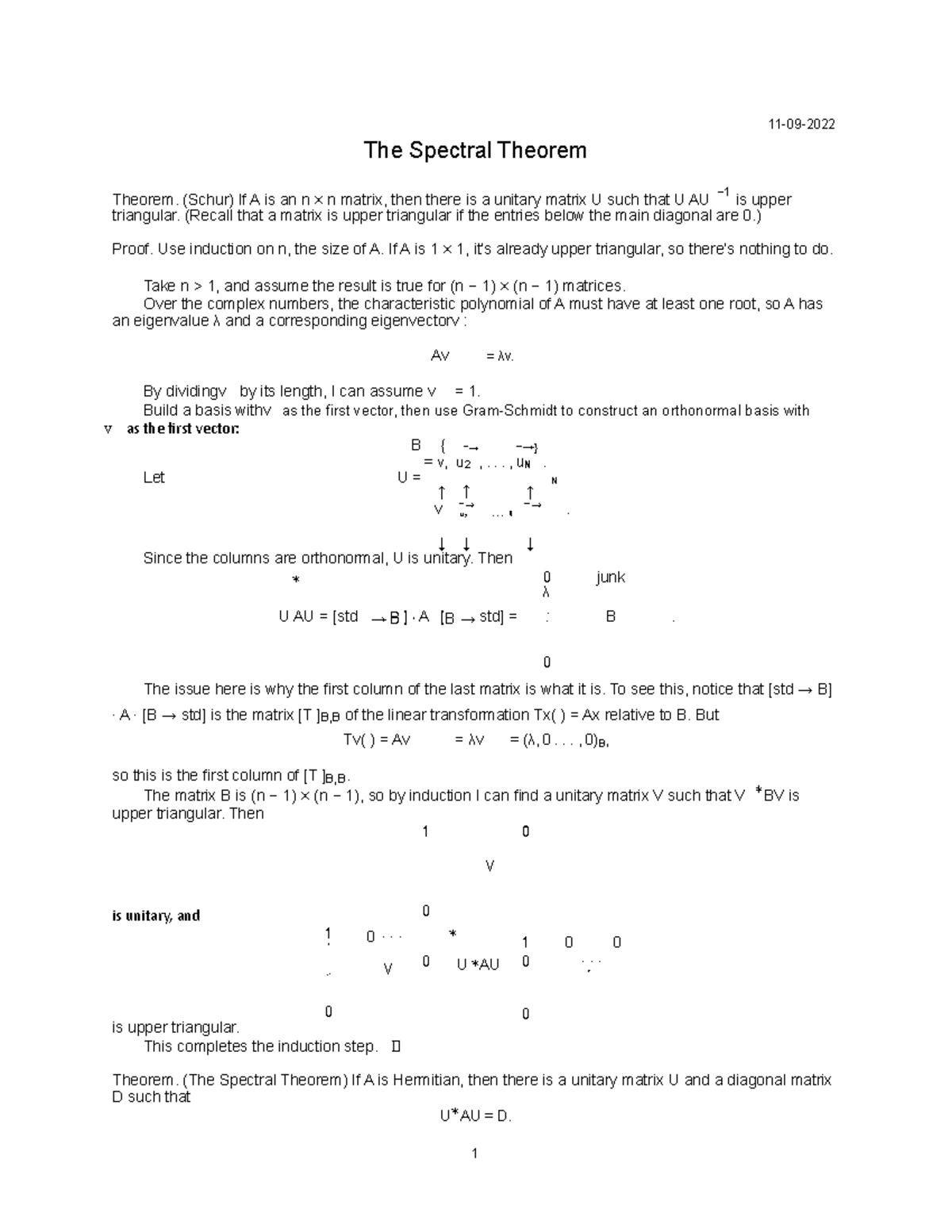 The Spectral Theorem 11 09 The Spectral Theorem Theorem Schur If