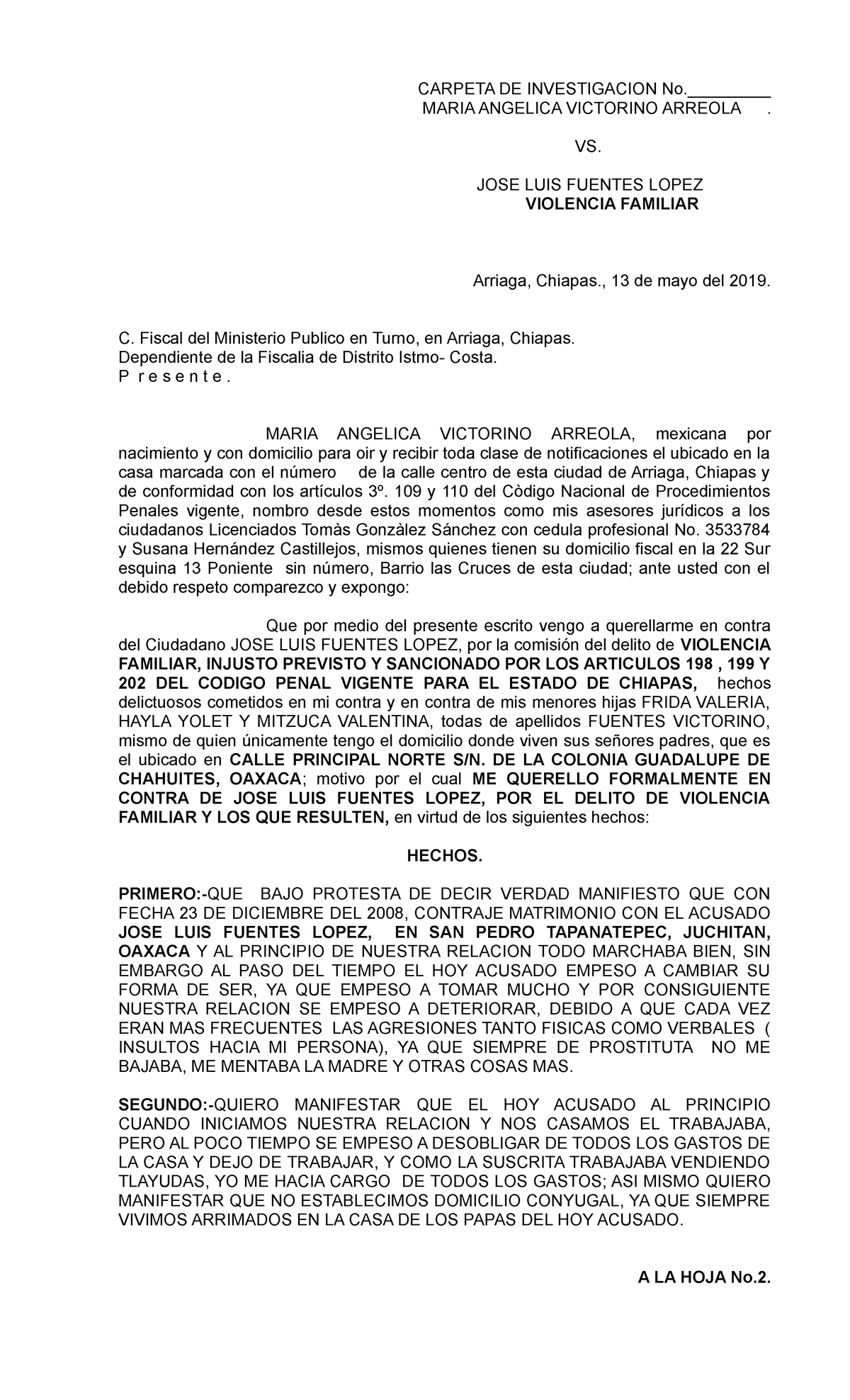 Carpeta DE Investigacion DÑA Maria Angelica Carlos 1 - CARPETA DE ...