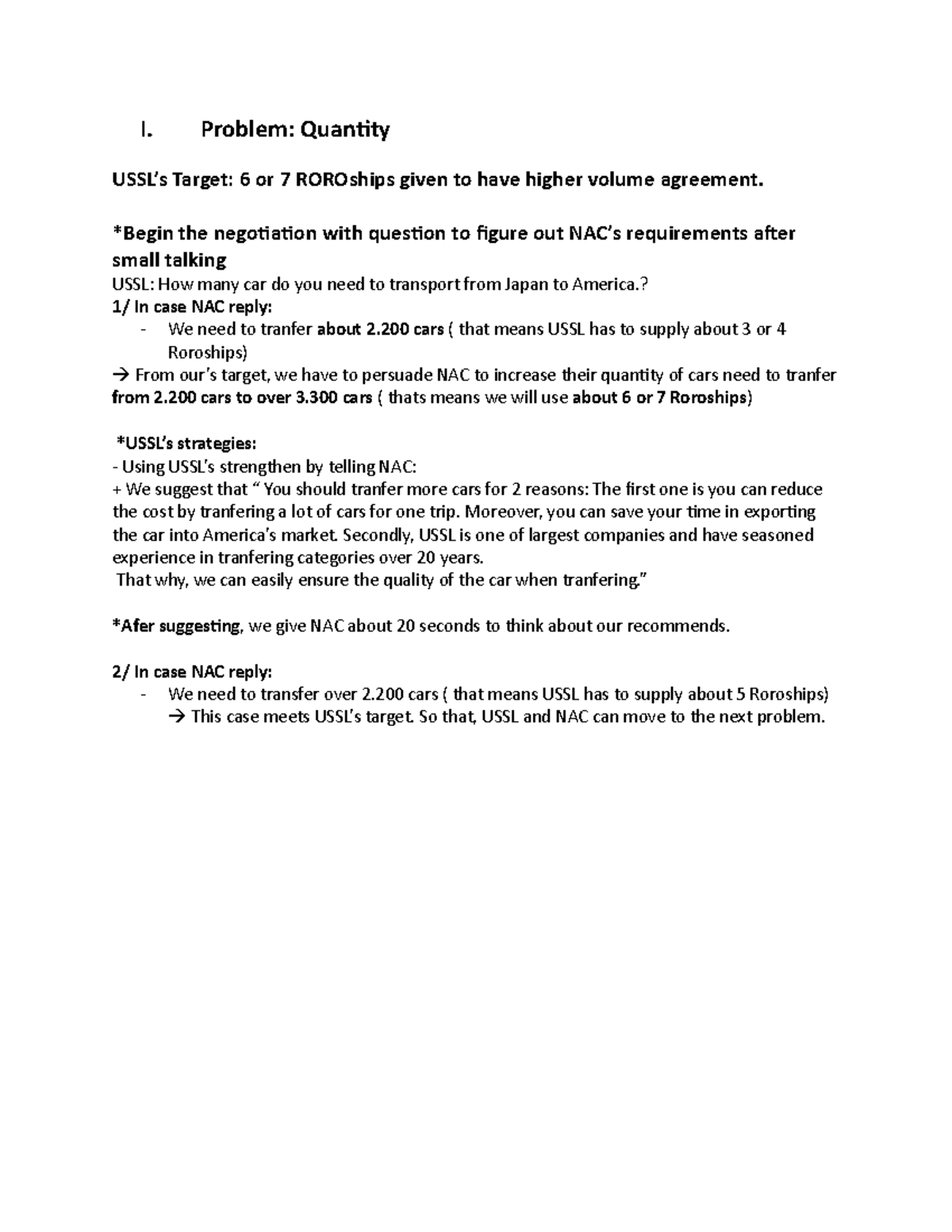 Problem 1 quantity very hard I. Problem Quantity USSL’s Target 6