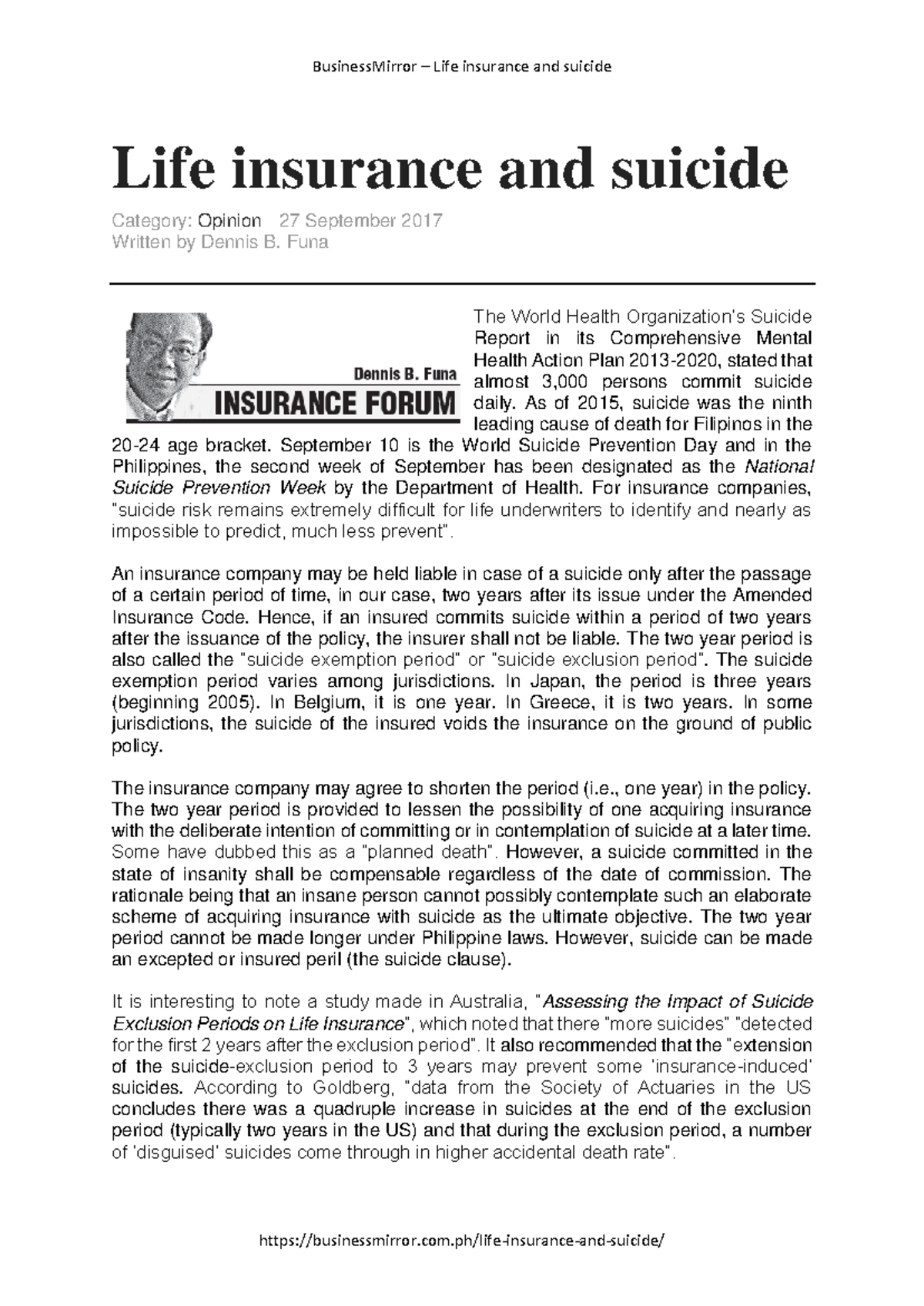 Article 134 - Revised Penal Code - BusinessMirror – Life insurance and ...