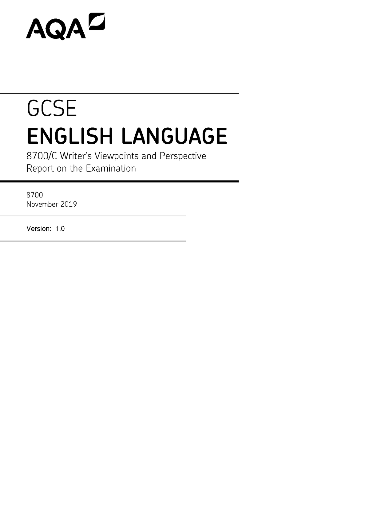 AQA 8700C WRE NOV19 - knfjg jgnf kngonfl. - GCSE ENGLISH LANGUAGE 8700 ...