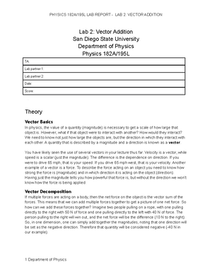 Lab 9 Work Energy Theorem - PHYSICS 182A/195L LAB REPORT - LAB 9: Work ...