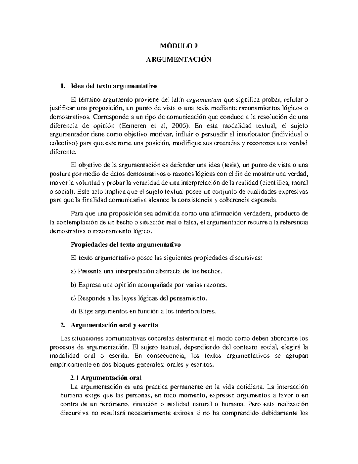 CONCEPTO DE LA ARGUMENTACIÓN Y SUS TIPOS, CLASES - MÓDULO 9 ...